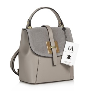 Rucsac tip geanta de dama, din piele naturala, DiAmanti Fausta Taupe Deschis